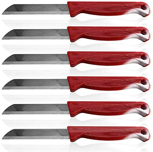 Solingen Obstmesser Schälmesser Gemüsemesser Allzweckmesser Edelstahl Messer rostfrei Küchenmesser Tafelbesteck Messerset Alltagsmesser 20er Set Rot