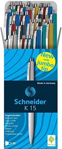 Schneider K15 Druckkugelschreiber (dokumentenecht, Strichst?rke: M, Schreibfarbe: blau) 50 St?ck, sortiert