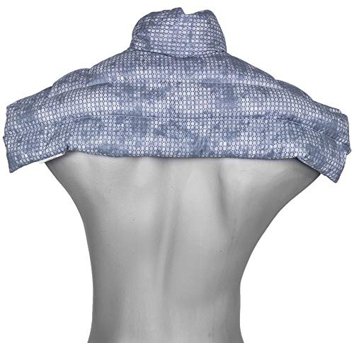 Warmth Neck Pillow: Cherry Stone Pillow, Shoulder and Neck Pillow with Collar, Neck Warmer, Grain Pillow, Heat Cushion (Colour: Used Look Grey-Blue, Cherry Stones)