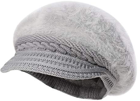 Wintermütze Damen Schirmmütze Warm Baskenmütze Winter Gestrickt Hüte Weich Ballonmütze Gefüttert Strickmütze Klassisch Winterhüte Einfarbig Barett Mütze mit Zopfmustern für Outdoor