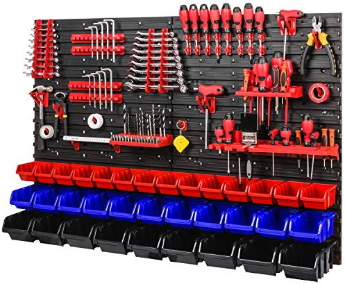 WBoîtes à outils empilables murales 1152 x 780 mm - système de rangement SET porte-outils et boîte 34 pièces étagère murale d'atelier tiroirs perforée boîtes ouvertes