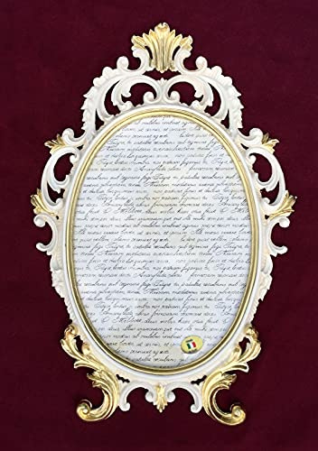 artissimo Barock Bilderrahmen Barock Elfenbein Weiß Gold Oval Antik mit Glas 43x27 Bilderrahmen Beige Fotorahmen C531