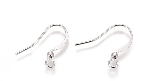 Perlin 25 Paar Ohrhänger Ohrhaken Fischhaken Ohrfedern mit Kugel, 15mm 50 Stück Ohrring Haken für die Schmuckherstellung basteln Schmuck (Silber)
