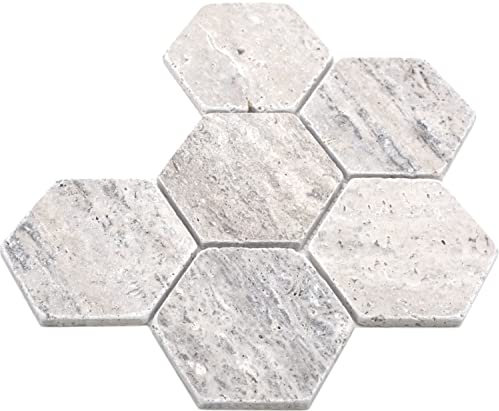 Travertin - Piastrelle a mosaico in pietra naturale, travertin bianco grigio opaco da parete, pavimento cucina, bagno doccia