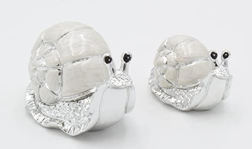 Geschenk-Himmel 2er Set kleine Schnecken 7-5cm Silber Perlmutt Design Zierfigur Dekofigur Schnecke
