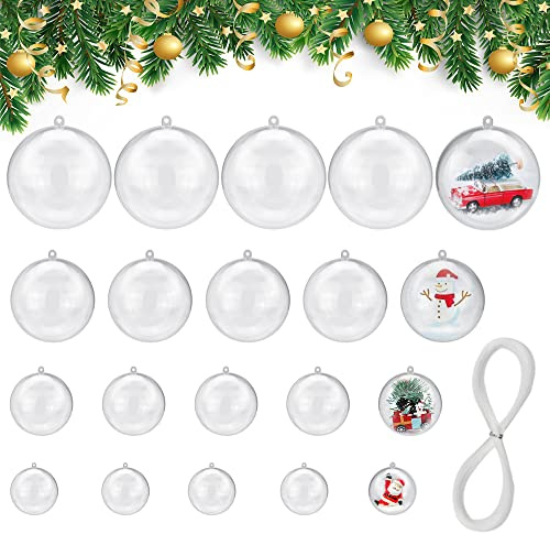 AFASOES 40 Stücke Weihnachtskugeln Acrylkugeln Plastik Kugeln 6/5/4/3cm Transparent Weihnachtsbaum Kugeln Dekokugel Kunststoffkugeln zum Befüllen Transparent Christmas Balls für Weihnachten Party