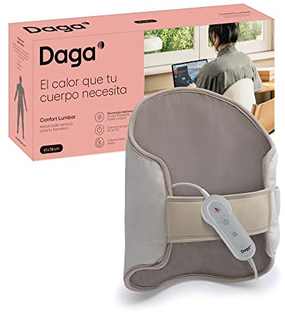 DAGA Almohadilla Térmica Lumbar, Tecnología Intellisense, Doble Tejido, Multi-Temporizador, 4 Temperaturas, 61x38 cm