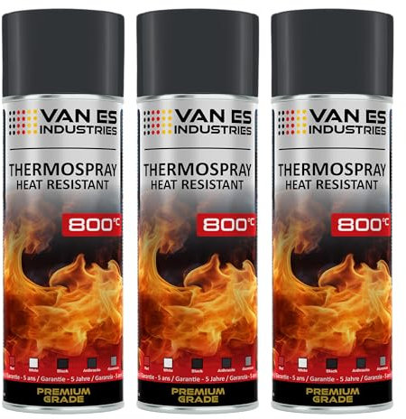 Lot de 3 Peinture Haute Température Sprays Thermorésistante - Gris Anthracite - 800 °C - Pour Four - 400 ml