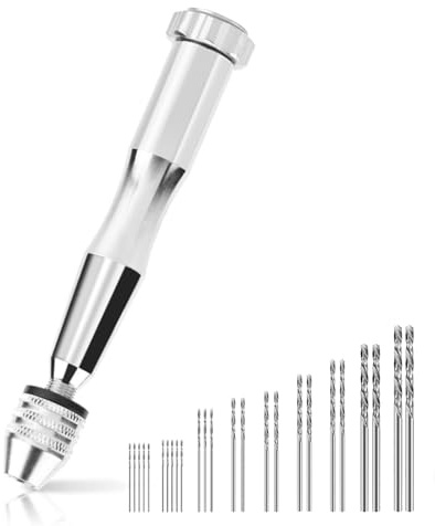 HERCHR Precision Pin Vise 0,3-3,6mm Grasp mit 25HHS Bohrern Drehkopf Pin Vise Handbohrer Twist Bohrer Set mit drehbarem Kopf Stiftspannzange Drehbohrern für Schmuckherstellung Harz Holz Kunststoff