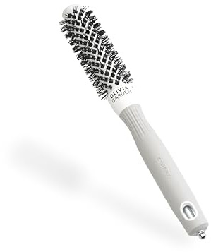 Olivia Garden Expert Blowout Shine – Vit & Grå - 20 - Rund keramisk antistatisk borste för glänsande och frissfritt föning