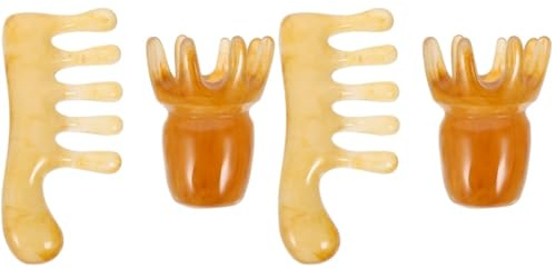 Healeved Peigne De Massage Du Cuir Chevelu En Cire D'Abeille 4 Pièces 3.94X1.97 Pouces Outils De Massage Manuel Pour Spa Tête Cou Et Dos Relaxation Bien-Être