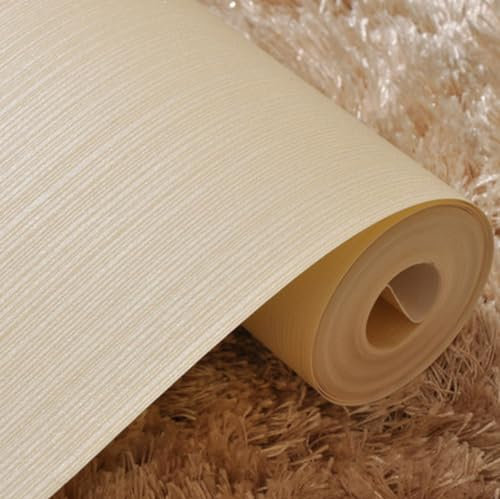 BPILOT Papel tapiz no tejido engrosado, papel tapiz tridimensional 3D a rayas para hotel, papel tapiz no autoadhesivo beige