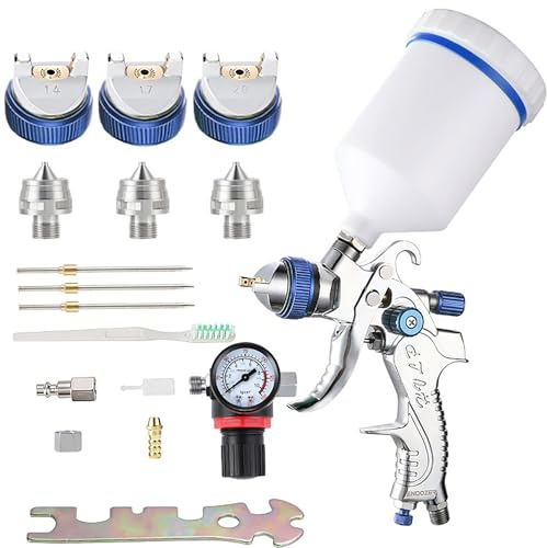 ENDOZER Professional HVLP Spray Gun Set Gravity Feed Air Spray Gun
