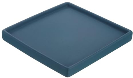 PATIKIL Plant Pot Saucers 6.7 Inch, Ceramic Square Flower Drip Tray for Indoor Outdoor, Dark Blue
