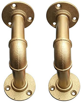 2 Stück Rohr-Regalhalterungen,Eisen,industrielles Regal,Vintage-Wandregale mit Schrauben,dekorative 90 ° rechtwinklige Stützhalterung,Schwarz/Gold/Roségold