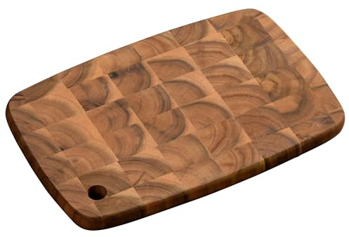 KESPER | Planche à découper professionnelle avec trou de suspension, matériau : bois d'acacia (bois de finition), dimensions : 32 x 22 x 2 cm, couleur : marron, naturel | 28152