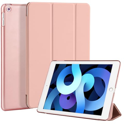 4UBonLife Coque pour iPad 6ème/5ème Génération 9,7 Pouces, Or Rose | Étui Housse de Protection Léger, Coque Arrière en PC Rigide Translucide Givré pour iPad 6/5 Gen 2017 2018, Veille/Réveil Auto
