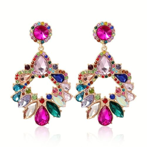 KOQAIIZ Ohrringe für Damen, Cristales Colores Piercing Ring, Zirkon Elegant Tropfen Modeschmuck