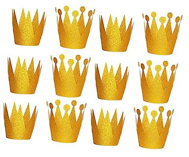 MUSISALY 12 Stück Goldene Geburtstagskronen Kronenhut Kronenkappe Kleinkindkrone Geburtstagshut Geburtstags-tiara Party-accessoires Haarschmuck Für Feiern Mit Seil