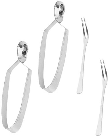 COLLBATH 4piezas Pinzas y Tenedores Inoxidable Para Caracoles y Utensilios De Mesa Para Comer Escargots y Otros Herramienta Práctica y Duradera