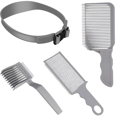 Haarschneide Schablone, Haarschneide Hilfe, 4 Stück Haarschneidekamm Set, Haarschneidekamm Übergang Haare Schablone, Verstellbare Haarschneidehilfe für Haarschneider Haare Selber Schneiden