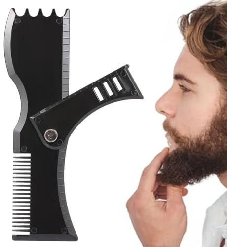 CATOR Plantilla moldeadora de barba, herramienta de modelado de barba, plantilla de peine para bigote, patillas, guía de corte de vello facial, moldeador de aseo para hombres