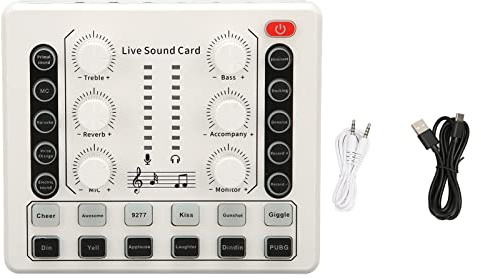 Carte Son Live, Table de Mixage Mixer avec Lumière D'Ambiance, Réduction de Bruit, Son Clair pour DJ Mixer, Enregistrement en Studio de Musique