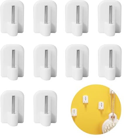 SSHUIKKAI 10 ganci autoadesivi per tende, ganci adesivi piccoli, ganci adesivi per tende, per supporti per tende (bianco)