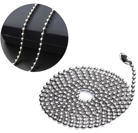 HORIALENCE Stainless Steel Bead Chain Dog Tag Ball Chain Military Necklace Sturdy 304 Metal for Outdoor Use Stylish and Lightweight Accessory