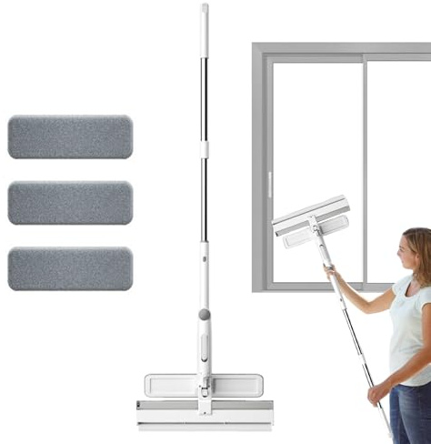 Fensterabzieher - Fensterreiniger Teleskop | Duschabzieher | Glaswischer für Wiindow | Professioneller Schaber mit großer Kapazität Wasserflasche | Teleskopstiel Reinigungsmopp für Wände Auto