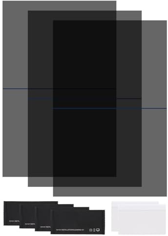sourcing map Polarisierte Folien, 17,8 cm selbstklebende polarisierte Blätter, linearer Polarisationsfilter mit Reinigungsset, Schaber für LCD-Bildschirm-Reparatur, Physik, Bildung, 0 Grad, 3 Stück