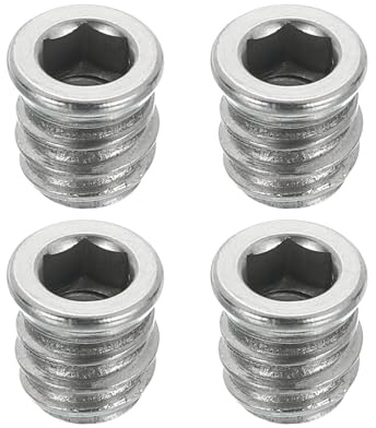 QUARKZMAN 4 Stück Gewindeeinsätze M6x12mm Sechskant Antrieb Gewindeeinsätze Für Holz 304 Edelstahl Schrauben Möbelschrauben Bolzen Verbinder Holz