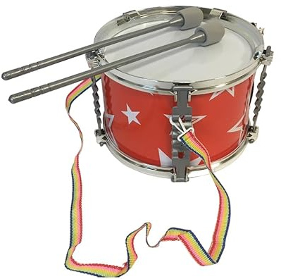 Tamburo Bambini Tamburo Giocattolo per Bambini con Bacchette e Tracolla Marching Drum Tamburo in Busta Diametro cm 20