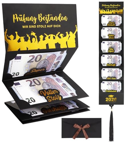 Bestandene Prüfung Geldgeschenk, mit 6 Geldfächern, Wir sind stolz auf Dich Geld Karte Verpackung, Abschluss Geschenk Geldkarte für Bachelor und Master Geschenkkarte Gutscheinkarte