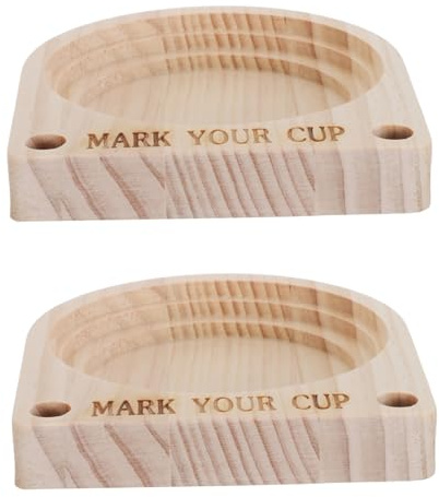 Garneck 2 Portavasos de Madera para Fiesta con Ranura para Marcador, Soporte Rústico Tamaño 12,7 X 11,5 X 2 Cm, Dispensador y Organizador para Vasos Desechables en Mesas de