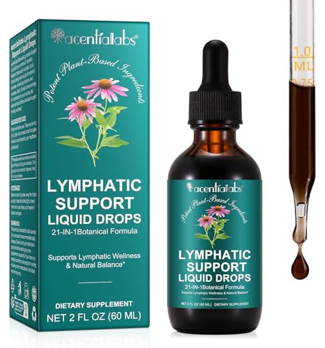 Lymphatic Drainage Drops 6000mg Equivalent – 21-in-1 Botanical Complex with Echinacea, Red Clover, Burdock Root & Nettle – Vegan Herbal Lymph Wellness Supplement – 60ml