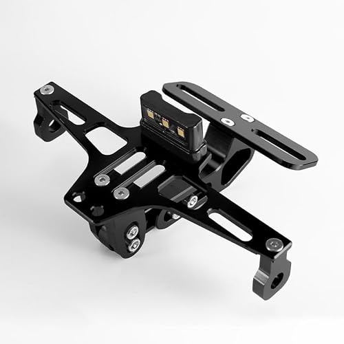 Motorbike Tail Tidy, Motorcycle License Plate Frame, Motorcycle License Plate Bracket with LED Light, Motorcycle Number Plate Holder for Universal Models (Black)
