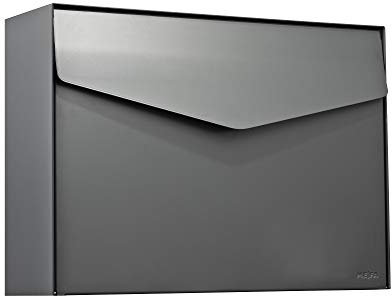 MEFA Briefkasten Letter 112 (Farbe basaltgrau Postkasten mit Sicherheitsschloss, Brief Design, Größe 312x430x128 mm) 112520DE