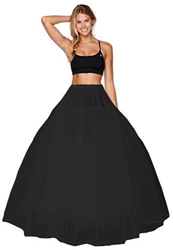 Petticoat Wedding Hoopless Skirt Wedding Crinoline Hoop Underskirt Shaping Full Slips a line Petticoat for Wedding Dress Wedding Petticoat Prom Dress White Petticoat (Hoopless, Black)