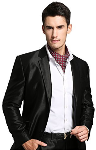 Prettystern Herren Krawattenschal aus 100% Seide Business Halstuch Schalkrawatte 2-lagig ascot Lavallière-Schal Paisley 1. Rot Weinrot