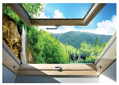 WallArena Vlies Fototapete, Fenster, 254x184cm | Fototapeten - Tapeten - für Wohnzimmer Schlafzimmer - Vliestapete Wandtapete Tapete 3D Effekt- inkl. Kleister