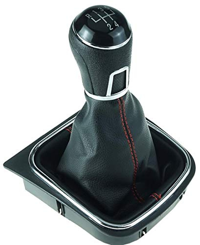 Do!LED Schaltknauf Schaltsack Schaltmanschette Rahmen 5 Gang rote Naht