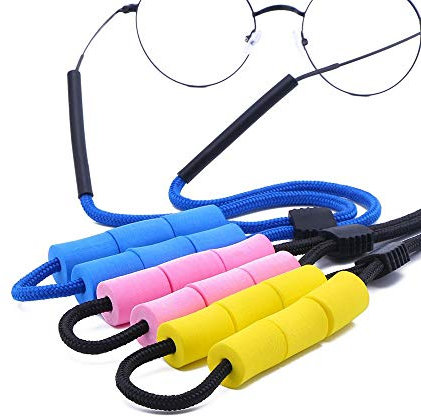 EORTA Schwimmendes Brillenband mit Schaumstoff, verstellbar, Sport-Sonnenbrille, Brillenkette, Halskordel für Schwimmen, Wasser, Rafting, Drift, Outdoor, Angeln, Bootfahren, Blau, Rosa, Gelb, 3 Stück,