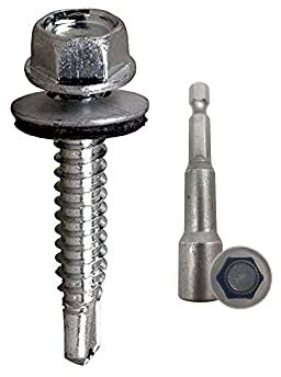 DOJA Industrial | Viti Autofilettanti Testa Esagonale con Rondella 5,5x22 + Chiave a Bussola M8 | 100 Viti Autoforanti Zincate + 1 Chiave Torx | Autoperforanti | Lastre Ondulate, Lamiera Tetto Ferro