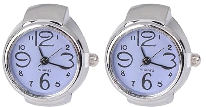 VILLCASE 2 Piezas Reloj Anillo Elástico Mujer, Metal DiseñO Elegante Dial Redondo Fácil Lectura Accesorio De Moda para Hombres Y Mujeres, Accesorio De Moda para Mujeres Y Hombres