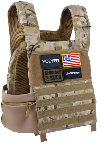 Polyfit (Fortify) Weighted Vest for Strength and Endurance Training, Fitness Workouts, Running, WODs - CAMO