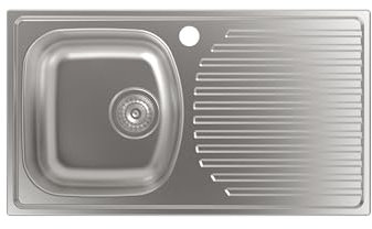 Cata Fregadero CDS-1 ED Sobre Encimera con Cubeta Cuadrada Escurridor Instalación Mueble 45 cm Base con Fondo Absorbente Accesorios Incluidos Acabado Acero Inoxidable