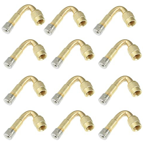 X AUTOHAUX 12 Stück Ventilverlängerung 45 Grad Ventil Verlängerung Kupfer Ventiladapter Winkel Reifenventilverlängerung Winkelventil für Auto Motorrad Fahrrad