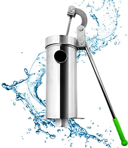 Schwengelpumpe Gartenpumpe Handschwengelpumpe Press-Saug-Gussbrunnen 32cm Manuelle Tiefwasserpumpe Wasserpumpe Brunnenpumpe Handpumpe Gusseisen Vintage Edelstahl-Handpumpe 10m Wasser