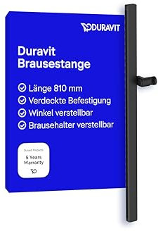 Duravit Universal Duschstange, Brausestange mit höhenverstellbarer Handbrausehalterung, variable Duschstange (810 mm), Schwarz Matt